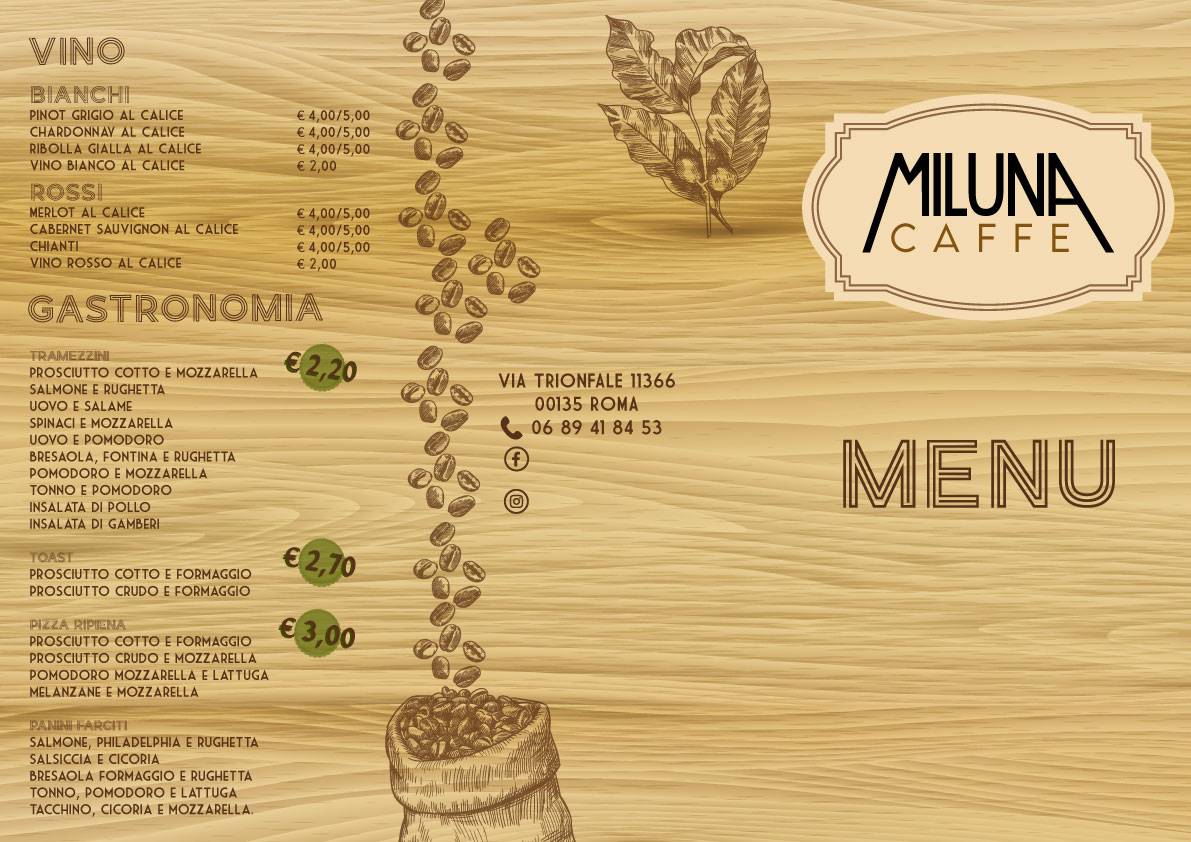 Miluna Caffe меню