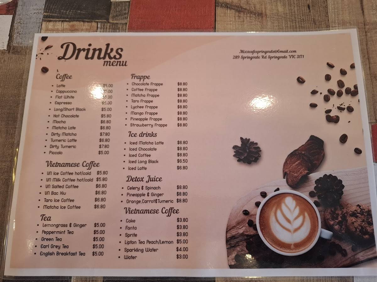 Mixx Cafe меню