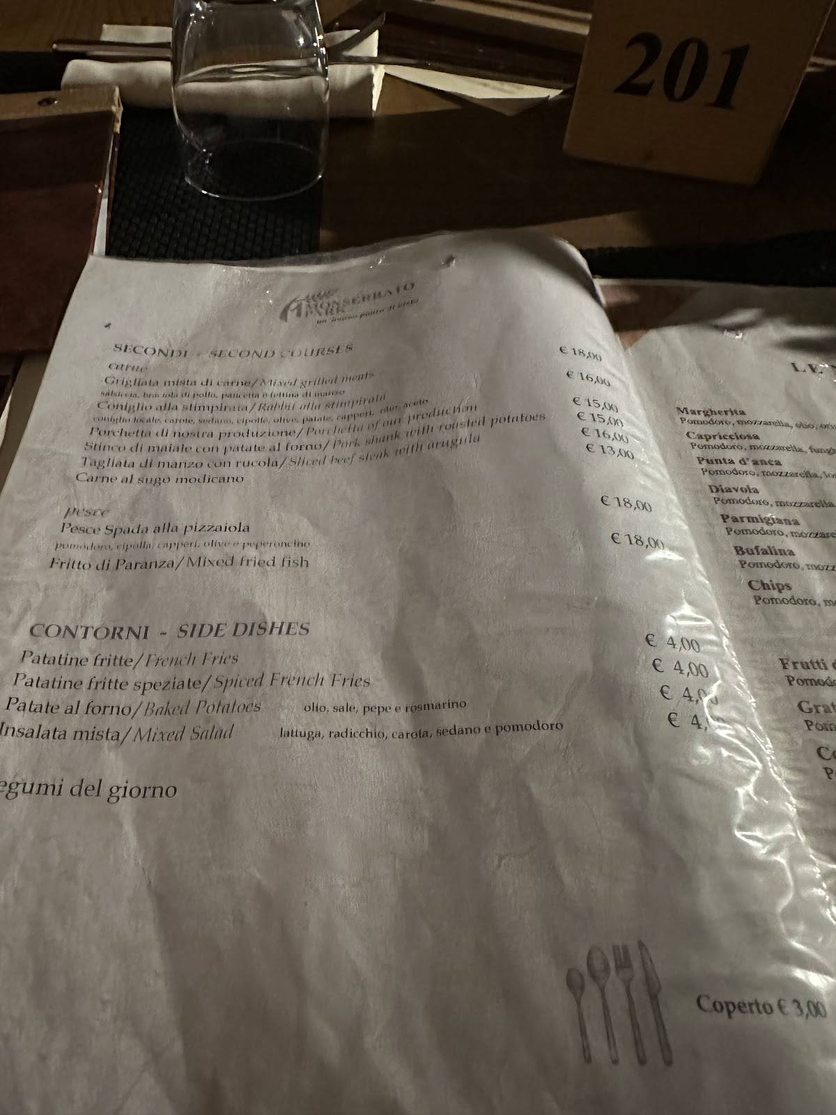 Monserrato Park Ristorante Pizzeria меню
