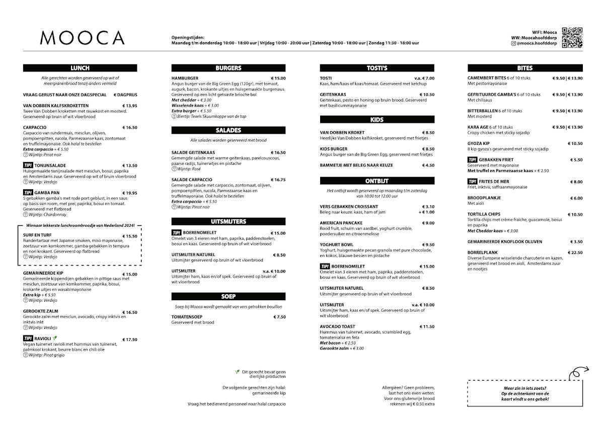 Mooca меню