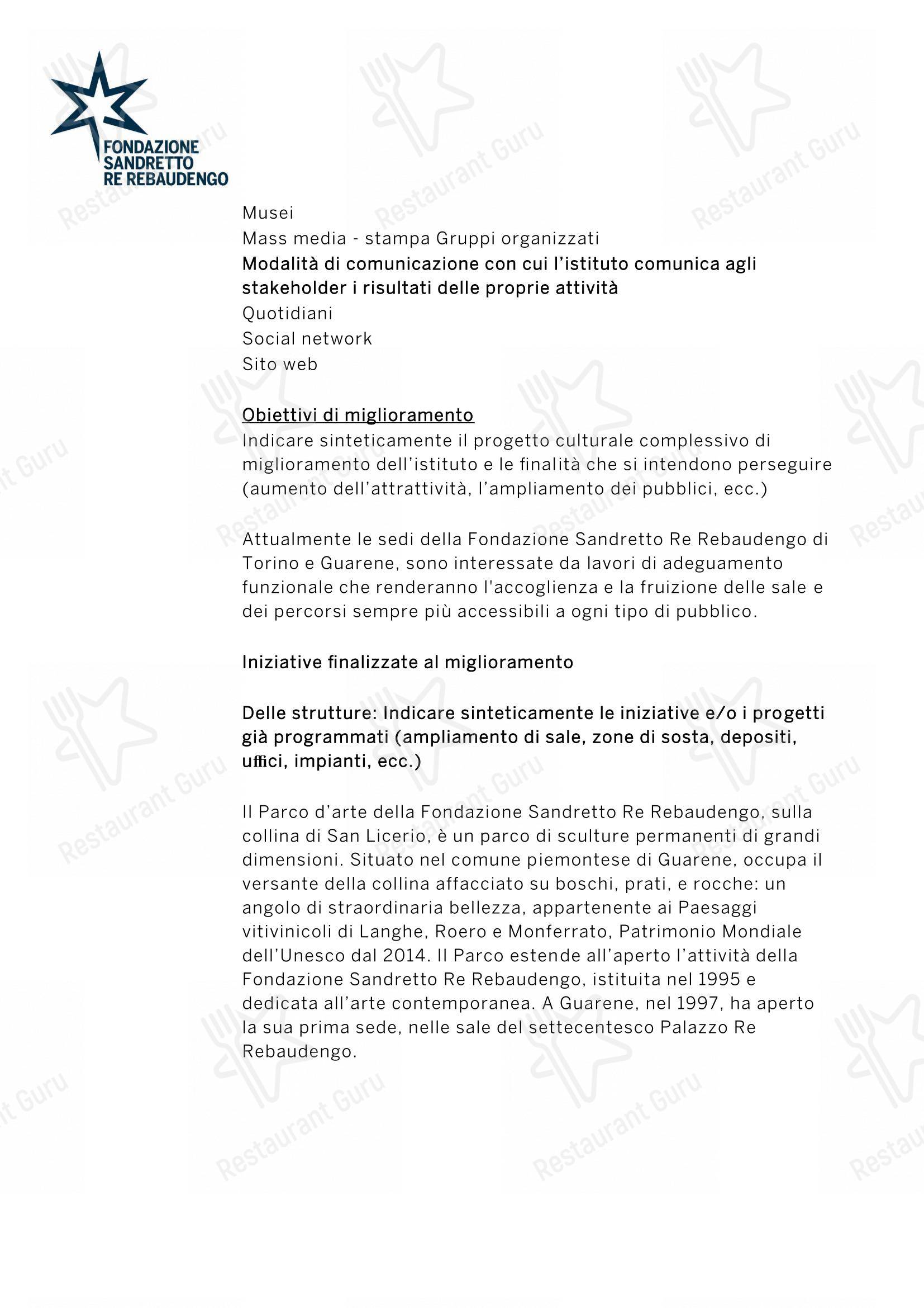 Moreno Per Spazio в Турине - Меню