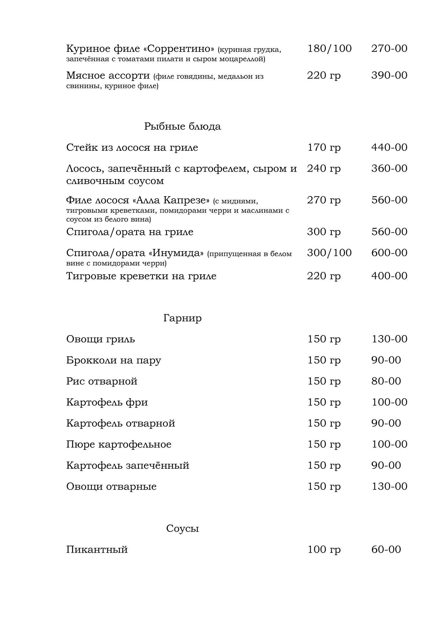 Пиццерия у Джузеппе меню