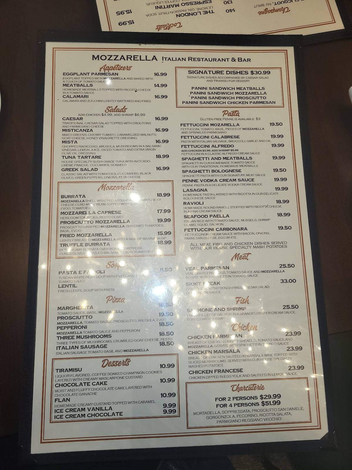 Mozzarella Bar меню