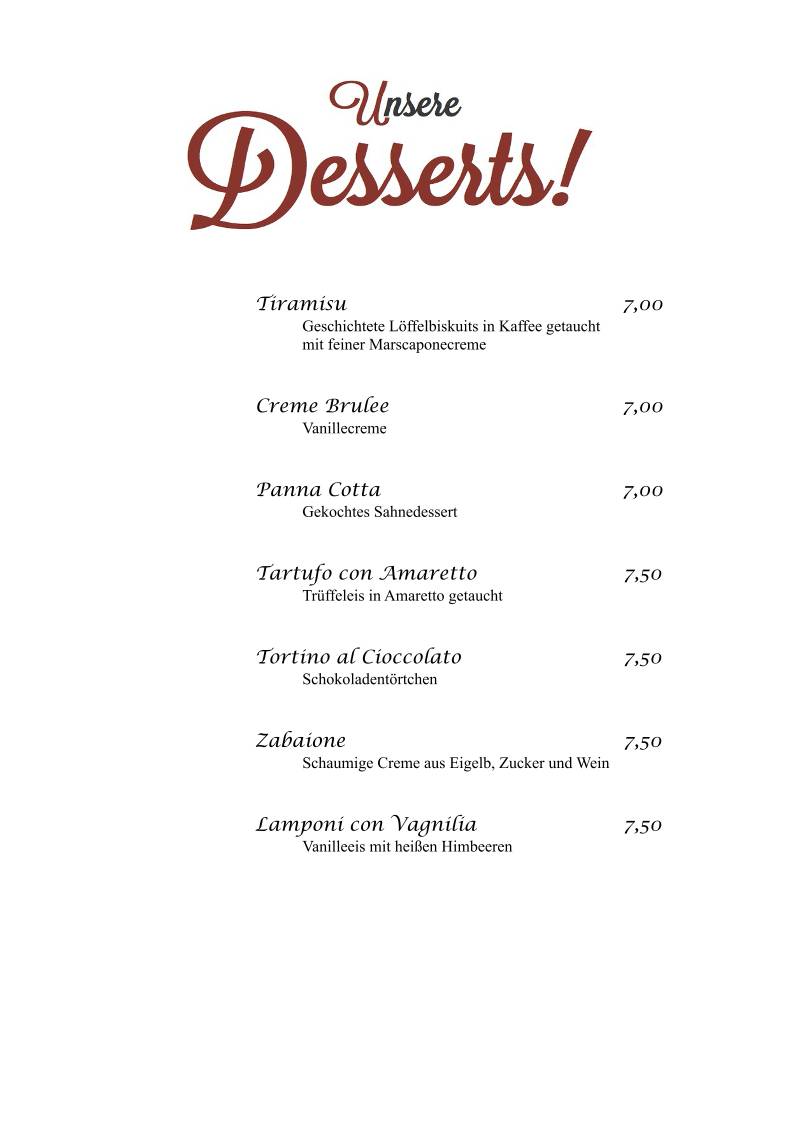 Bella Roma Italienisches Restaurant меню