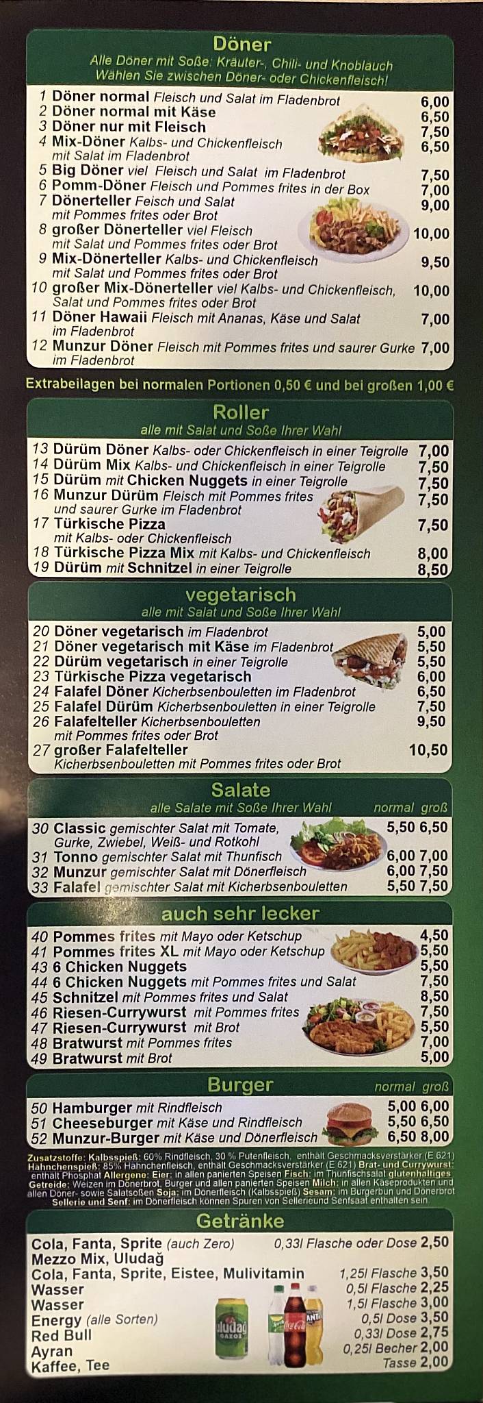 Munzur Döner меню