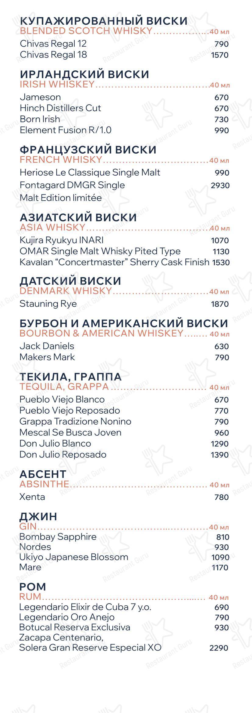 Меню ресторана Невесомость - 菜单