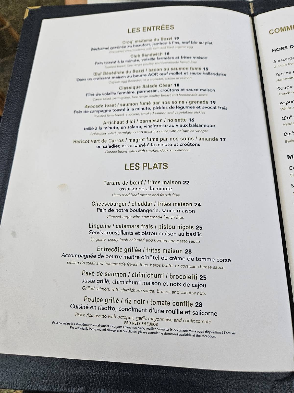BOZZI - Restaurant Bouillon Nice меню