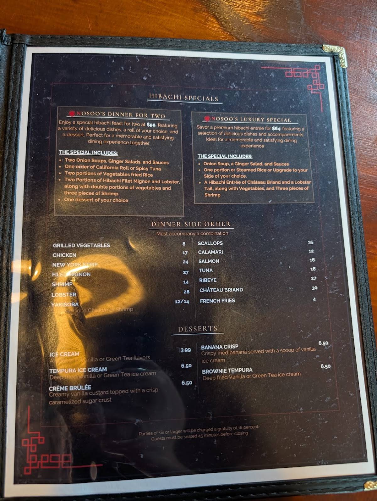 Nosoo Sushi and Hibachi меню