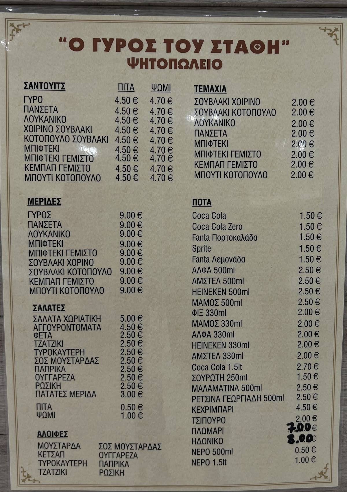 Ο ΓΥΡΟΣ ΤΟΥ ΣΤΑΘΗ меню