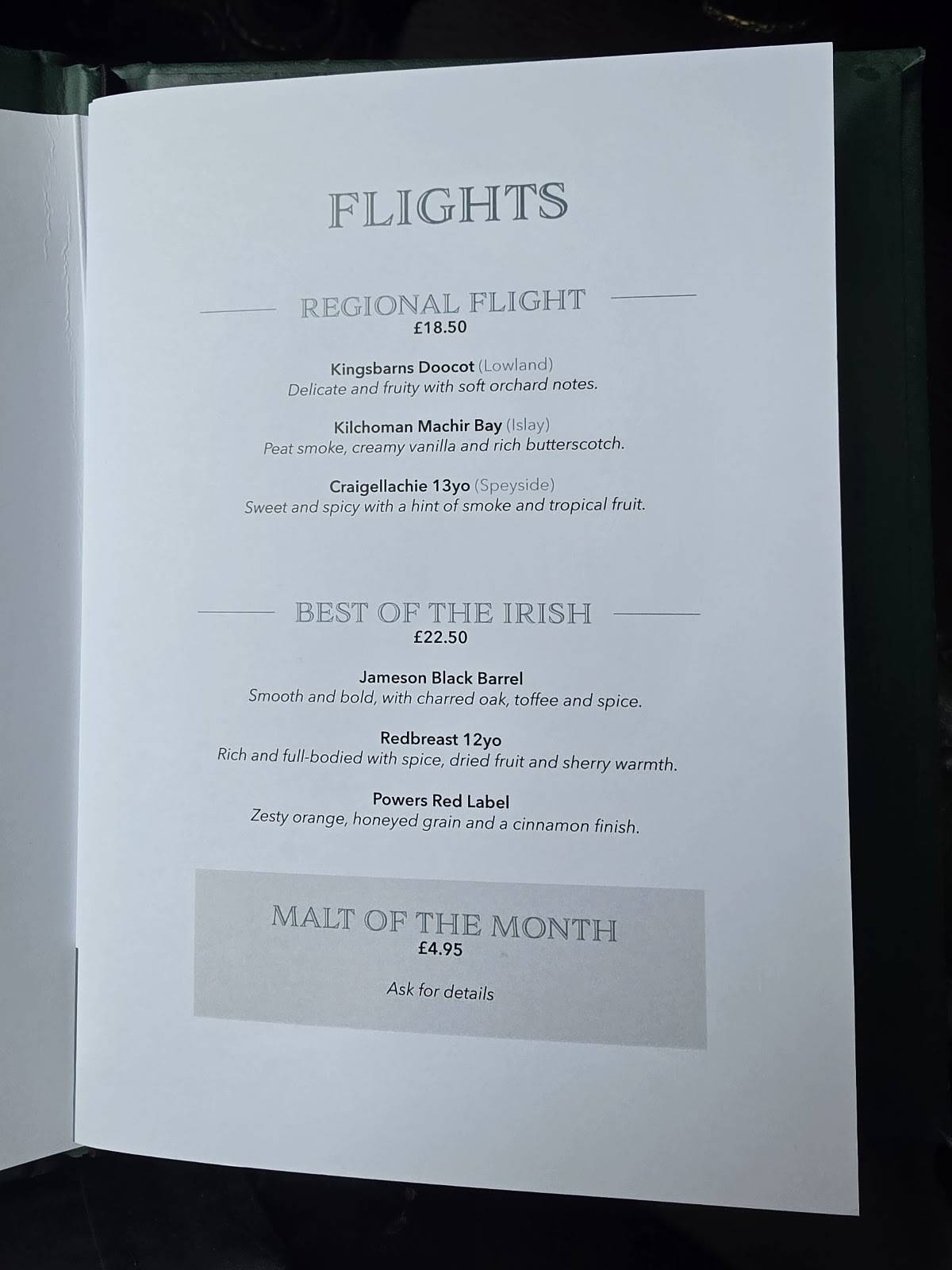 O'Connor's меню