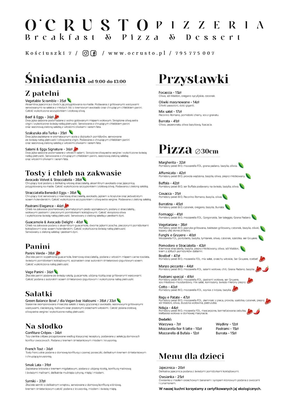O'Crusto Pizzeria меню