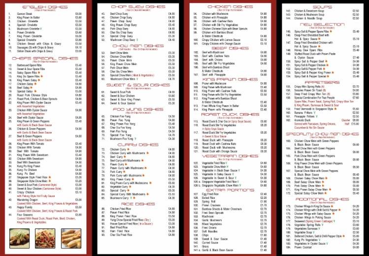 Ocean Chinese Takeaway меню