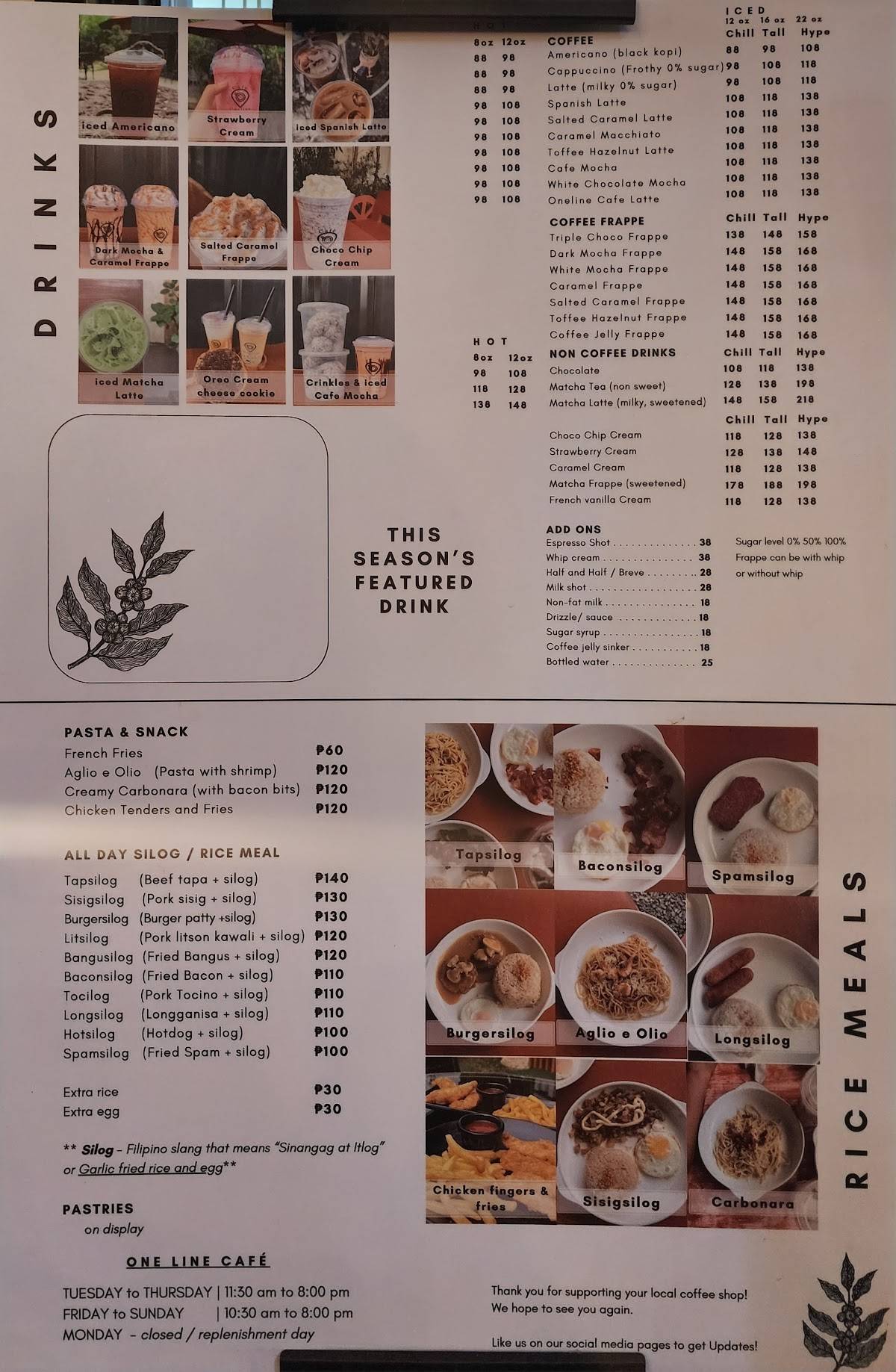 One Line Cafe меню