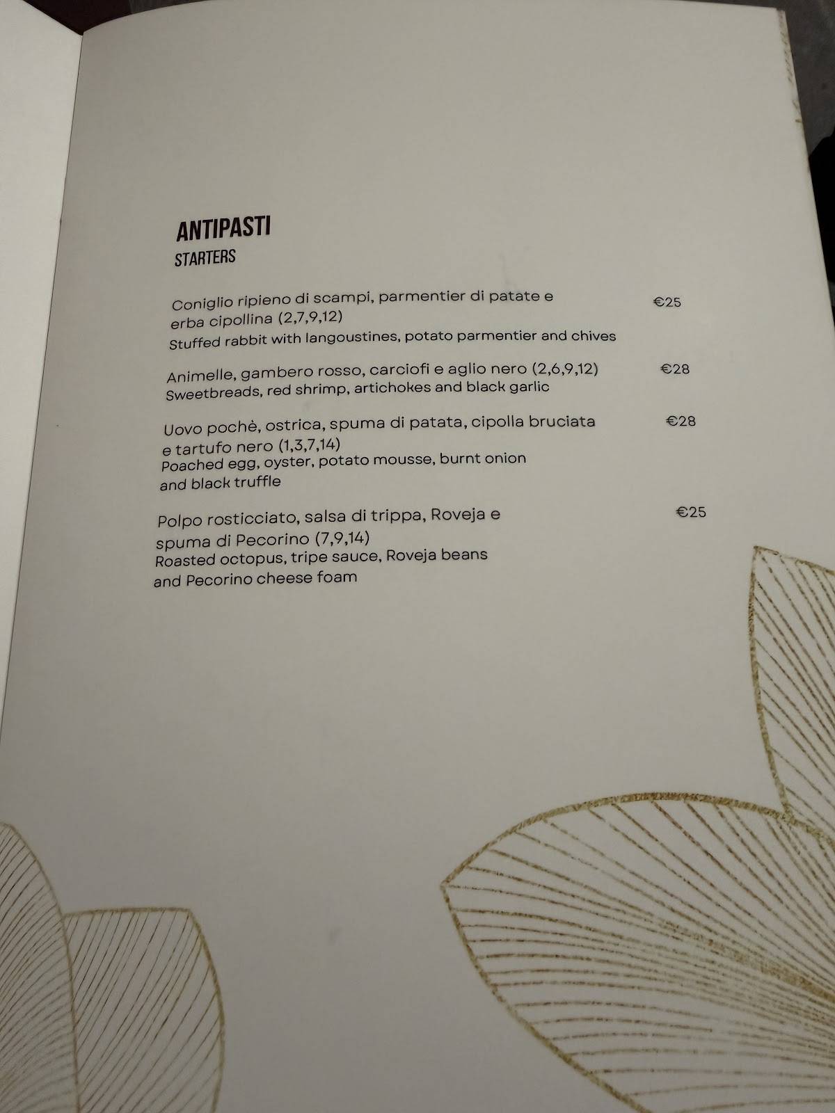 Osare Roma меню