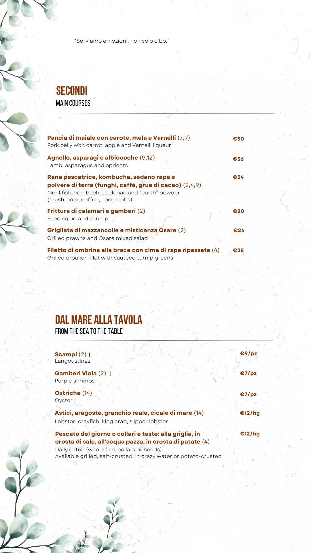 Osare Roma меню