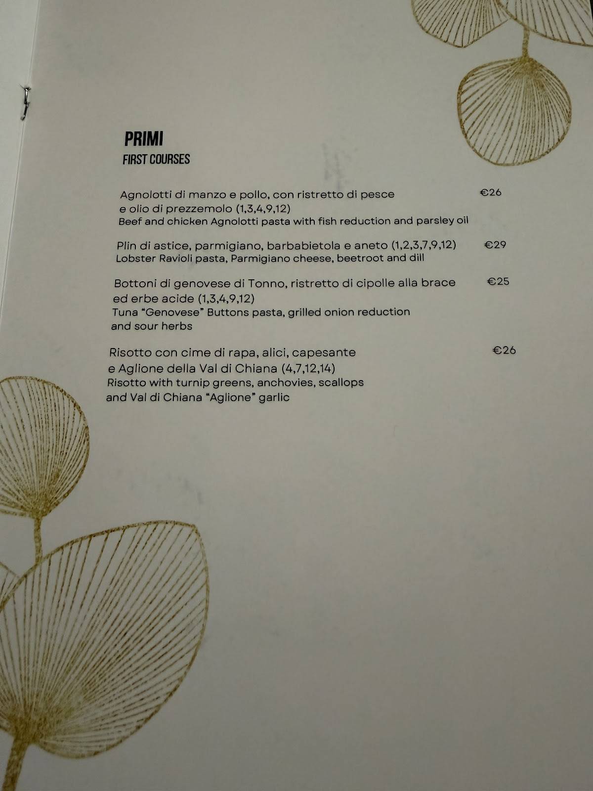 Osare Roma меню