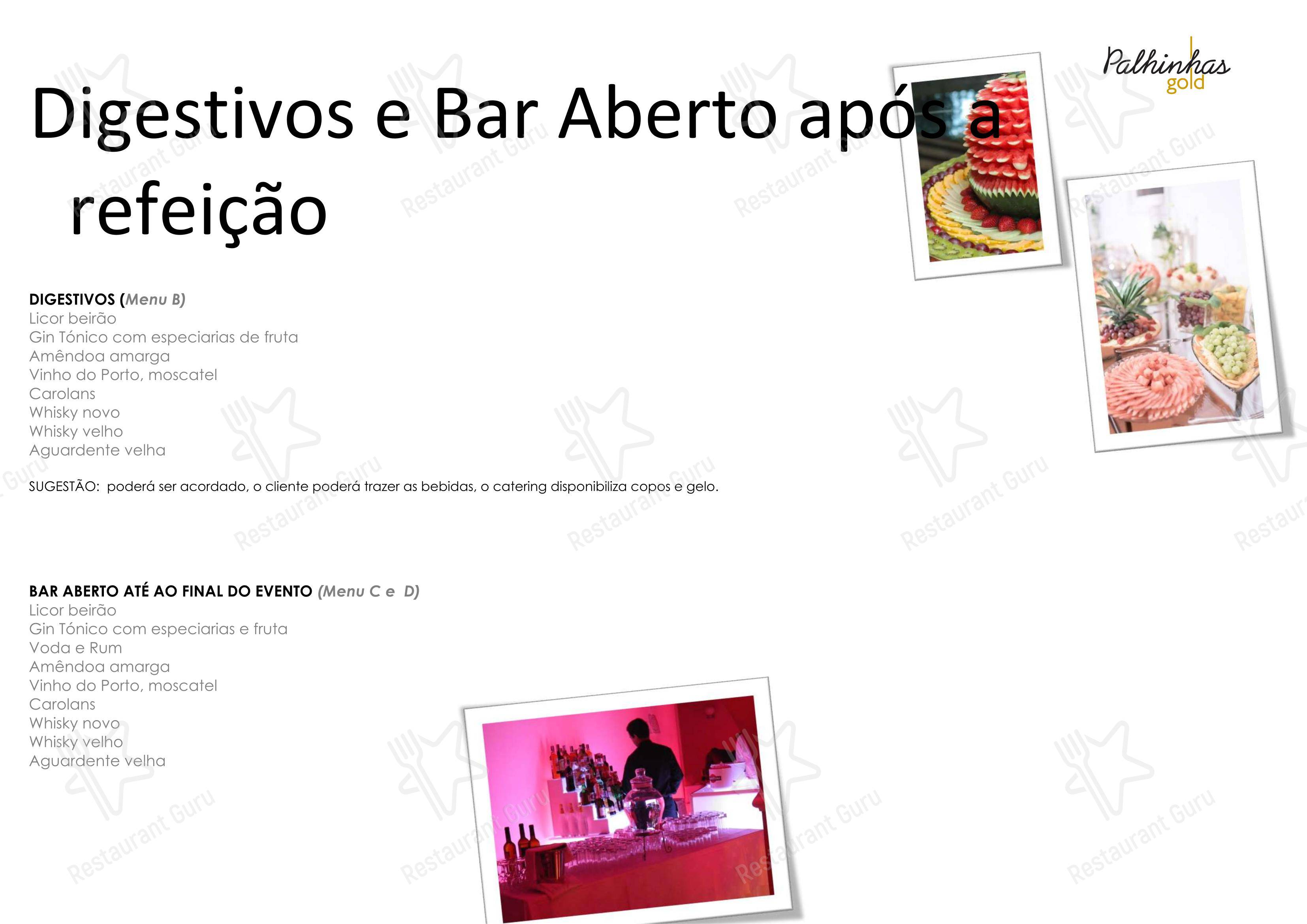 Catering Menu ресторана Palhinhas Gold в Риу-Майоре