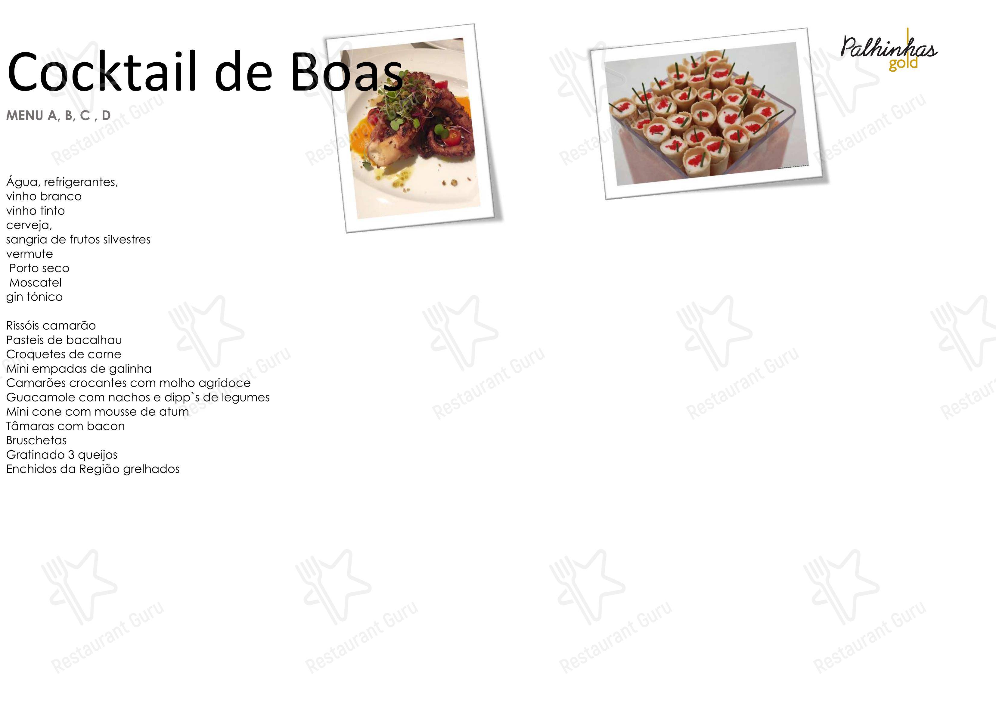 Catering Menu ресторана Palhinhas Gold