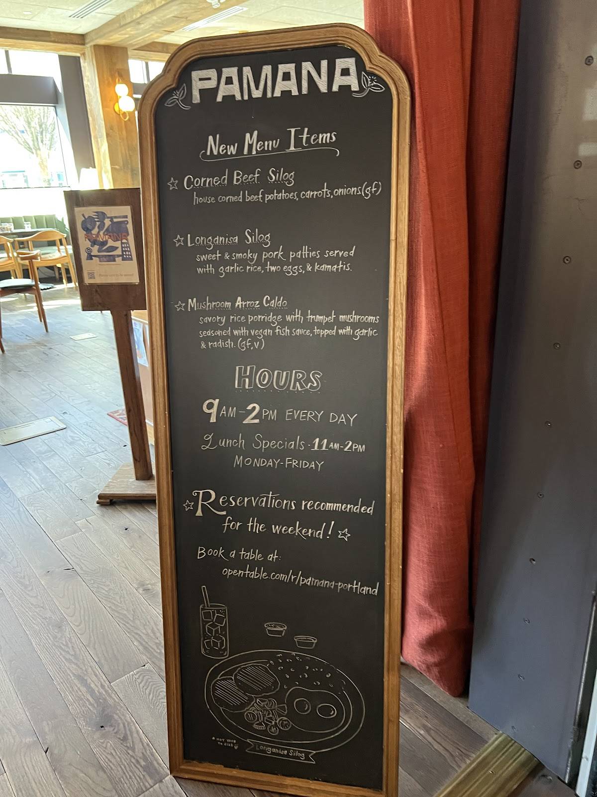 Pamana Filipino American Restaurant меню