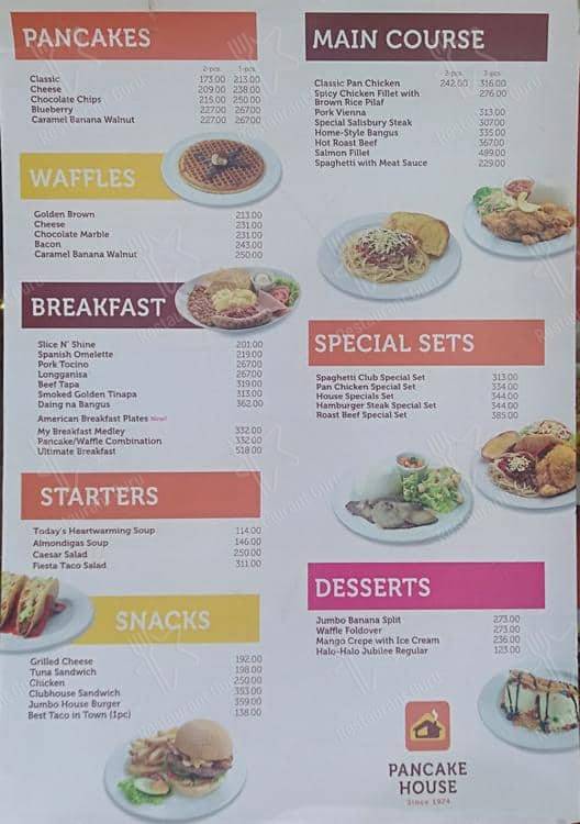 Pancake House меню