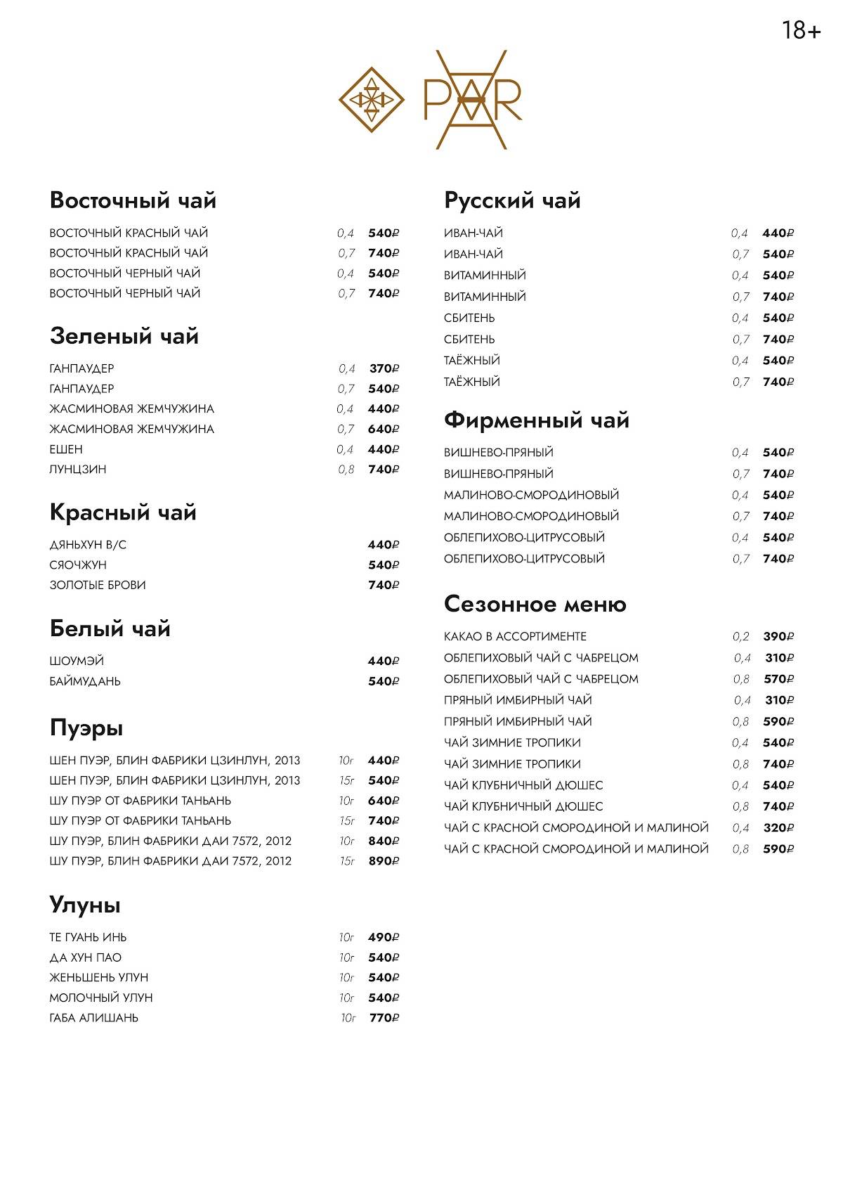 Par меню