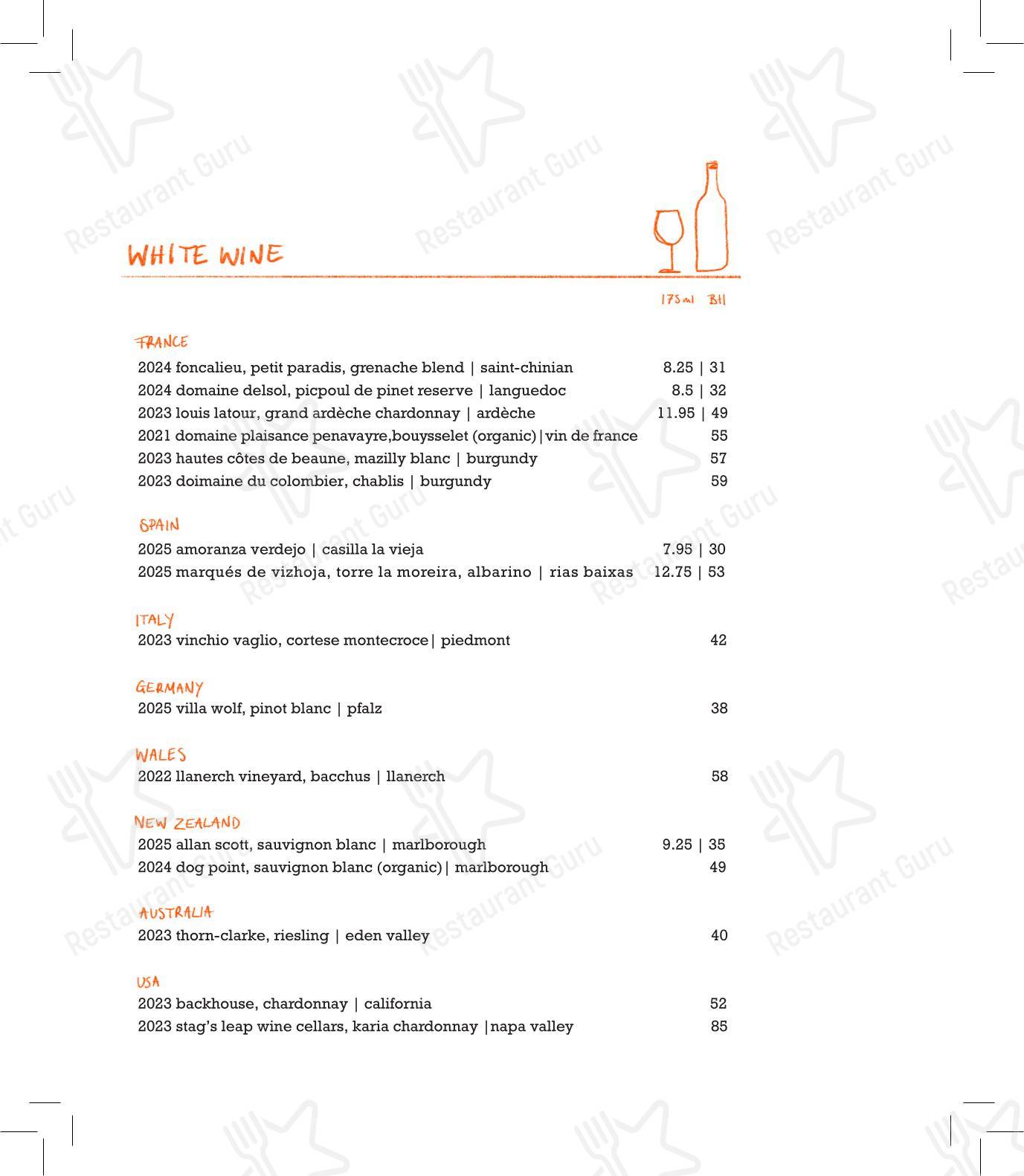 Lunch Menu ресторана Parallel by Pasture в Кардифф