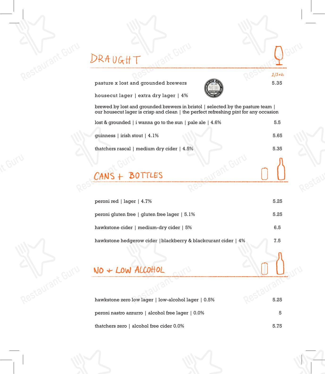 Меню ресторана Parallel by Pasture - Lunch Menu