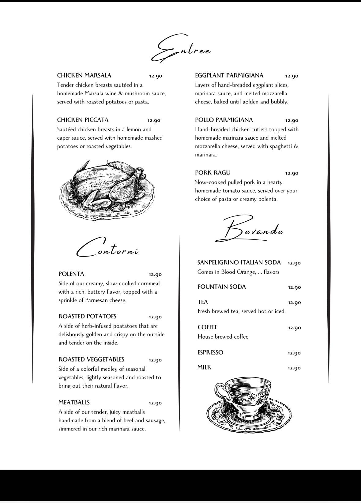 Paretta's Italian Ristorante меню