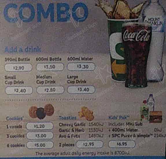 Subway Restaurant меню