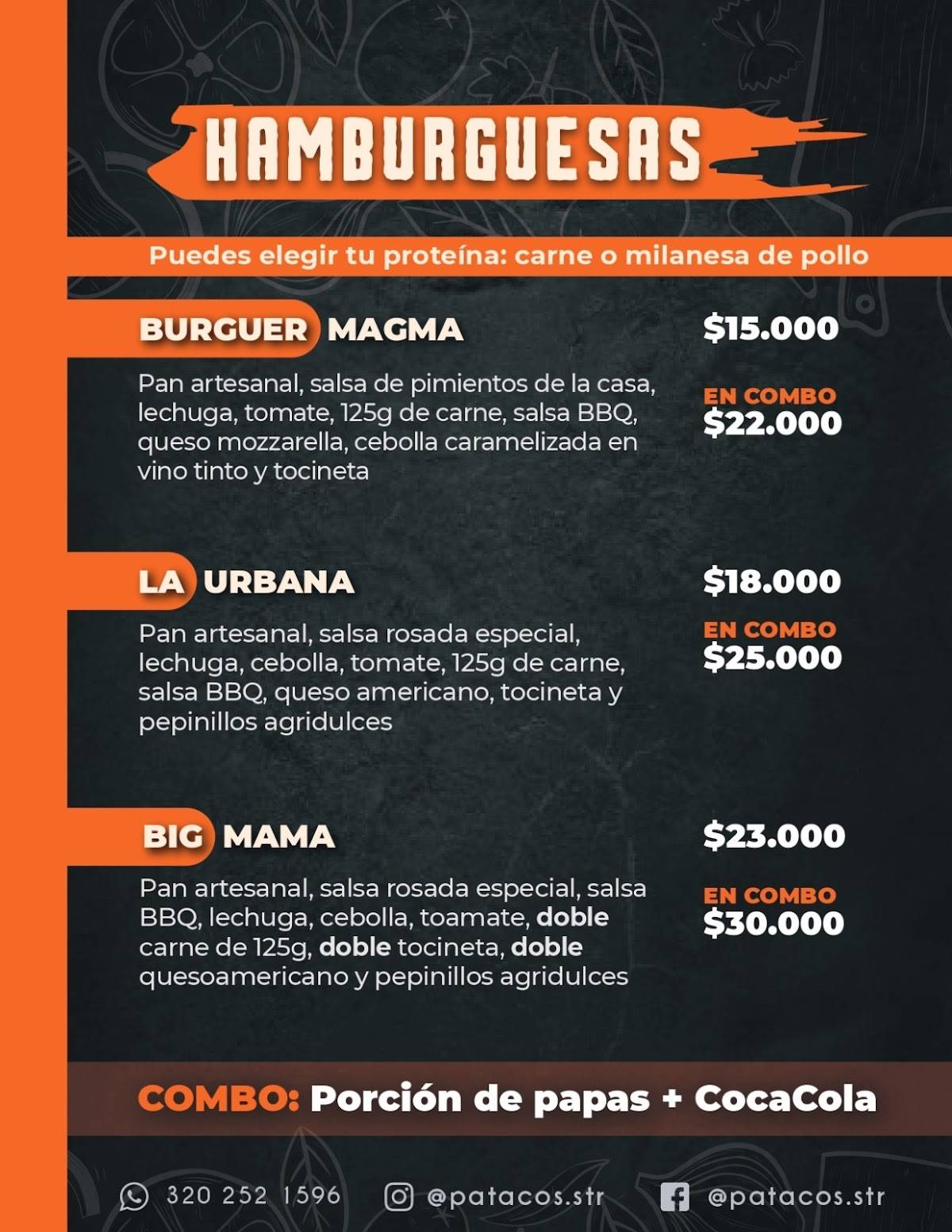 Patacos меню