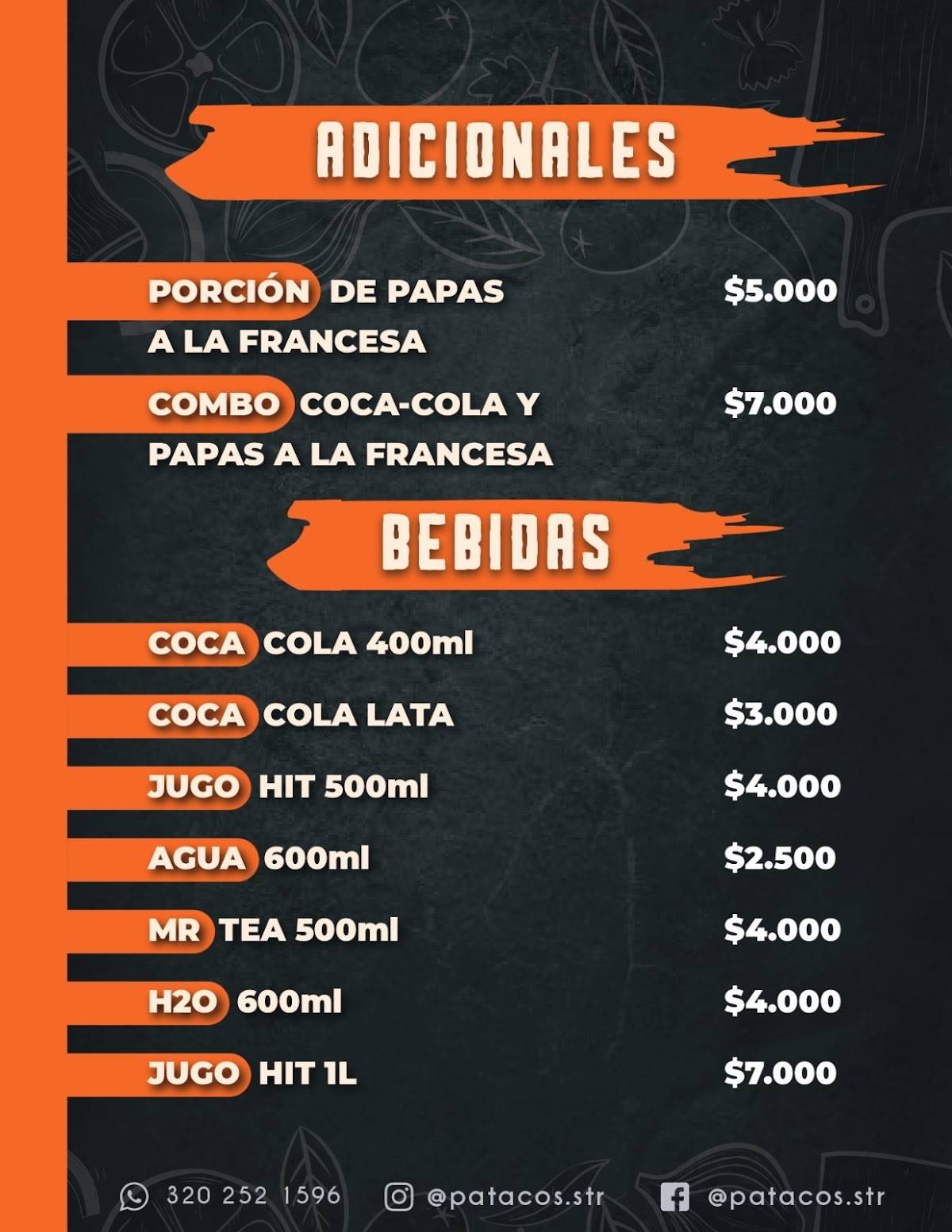 Patacos меню