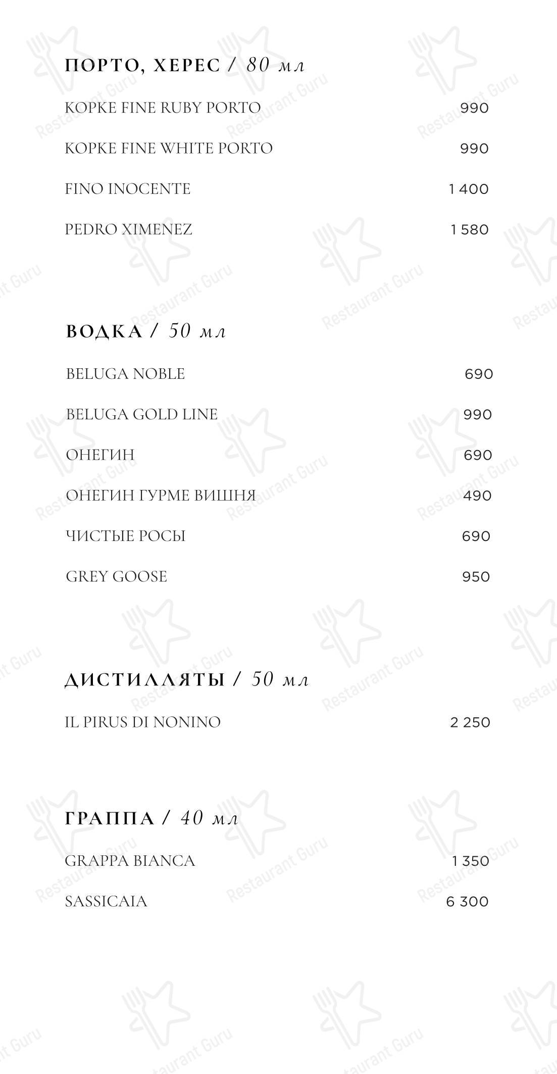 Peach в Москве - Коктейльная карта