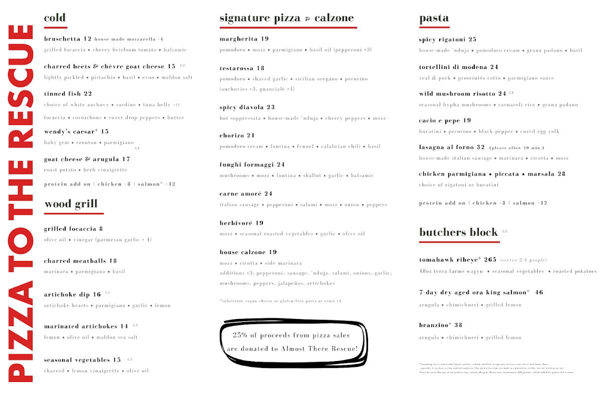 Pizza To The Rescue меню