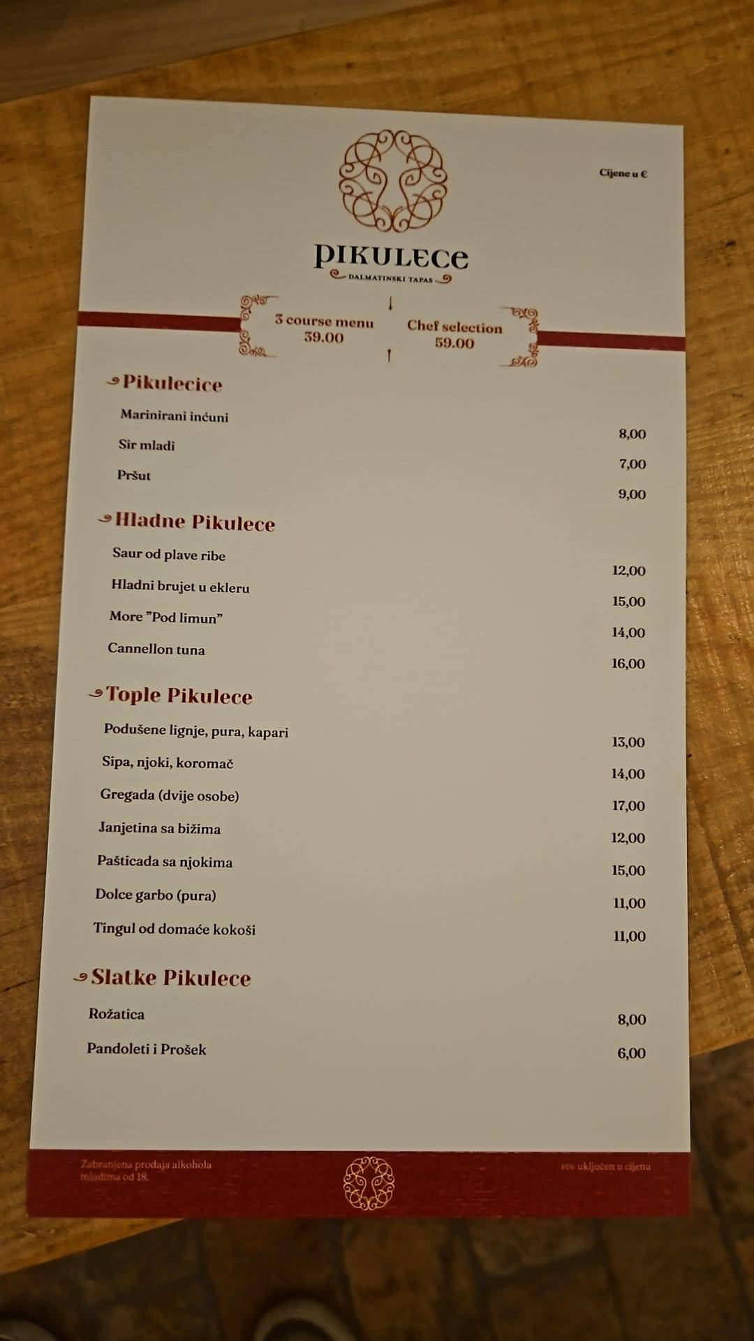 Pikulece меню