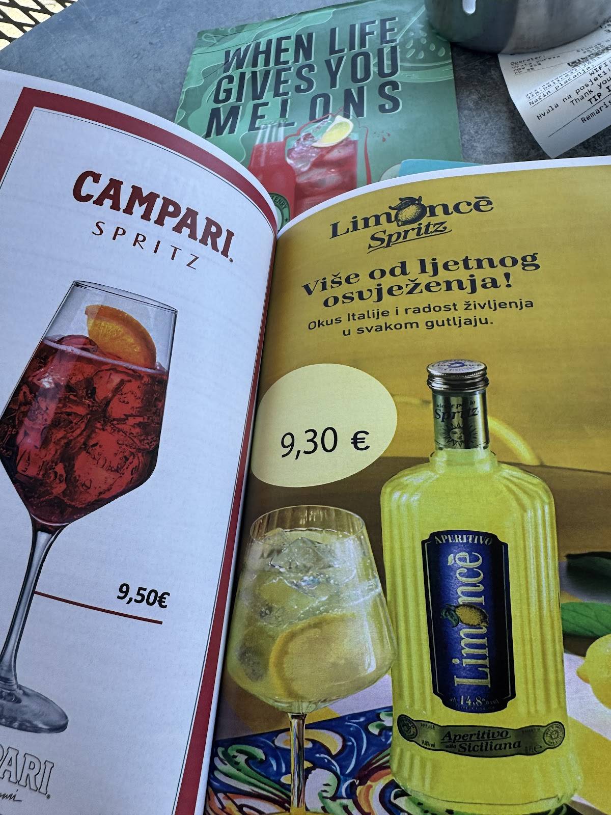 Beach bar "Rišpet" меню
