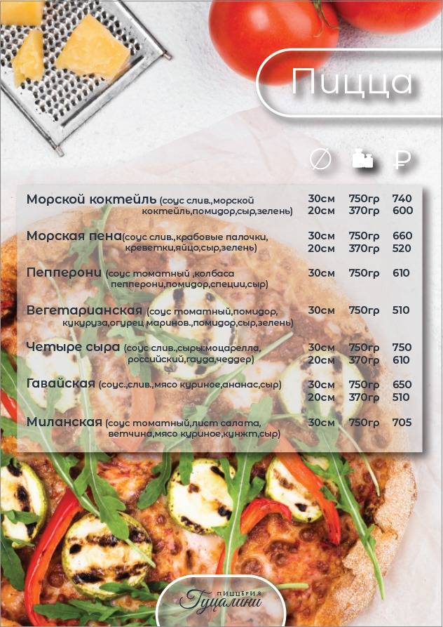 Гуцалини меню