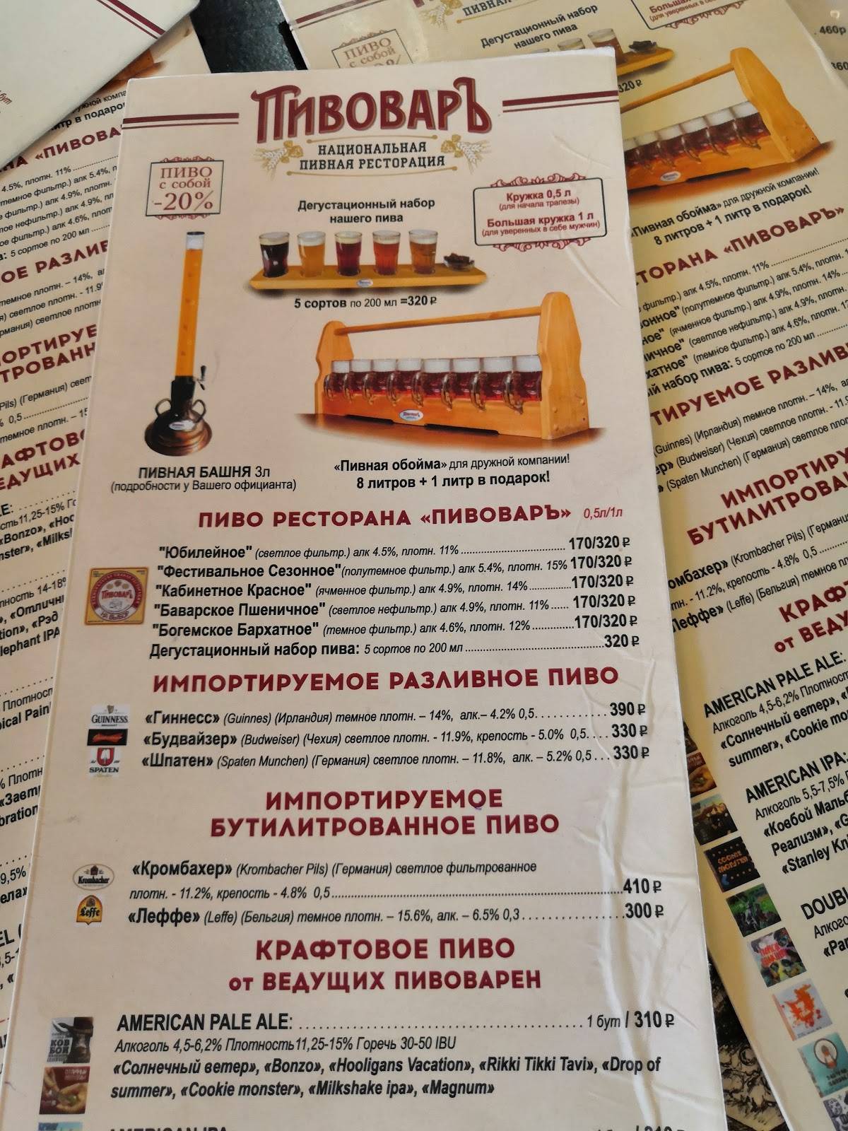 Пивоваръ меню
