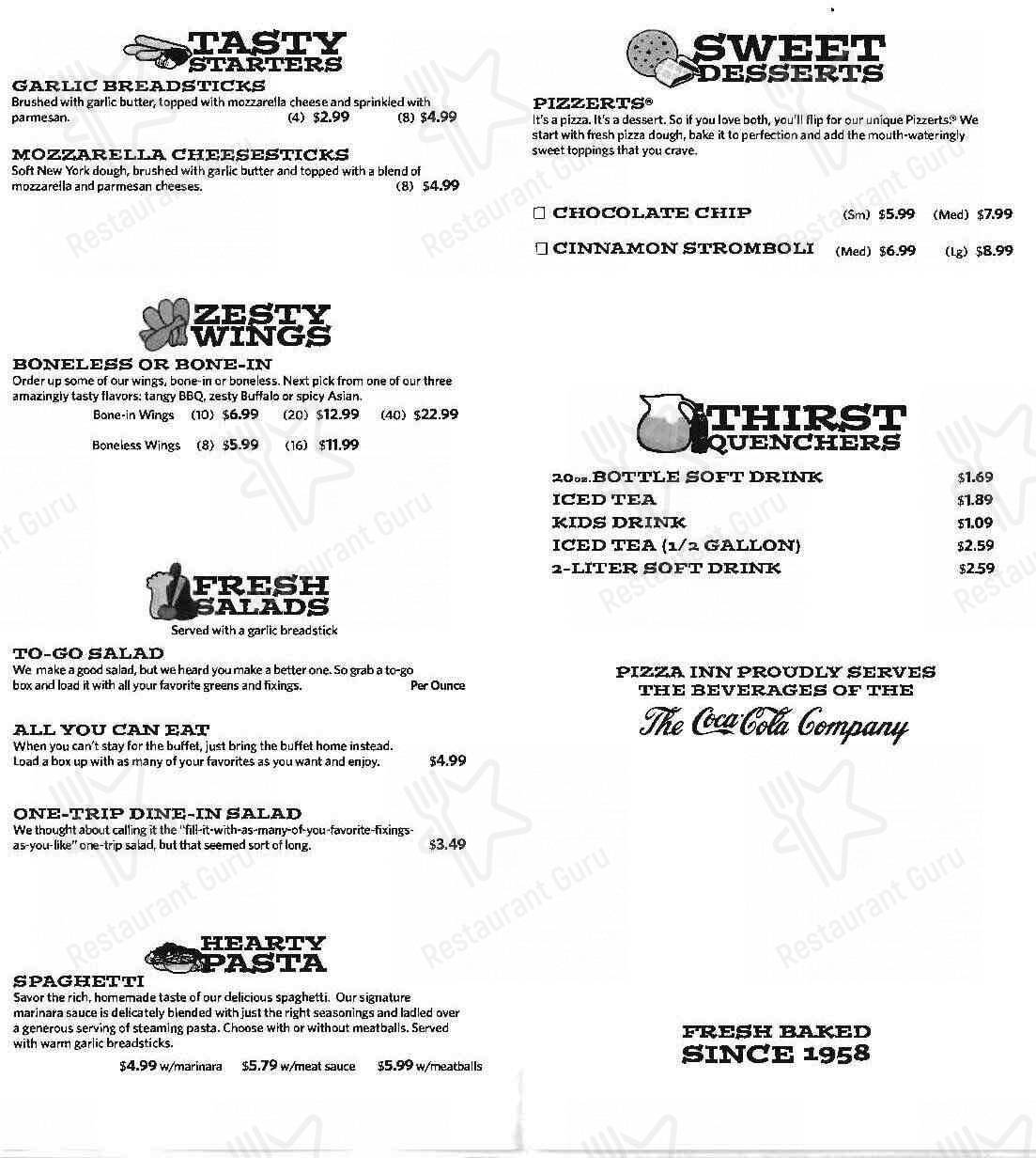 Pizza Inn меню