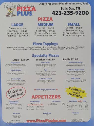 Pizza Plus меню