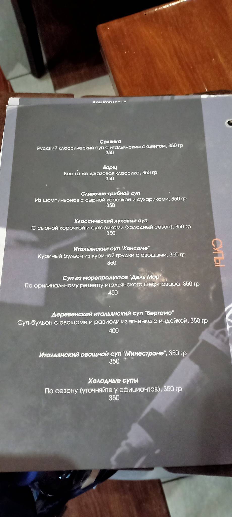 Пицца Рома меню