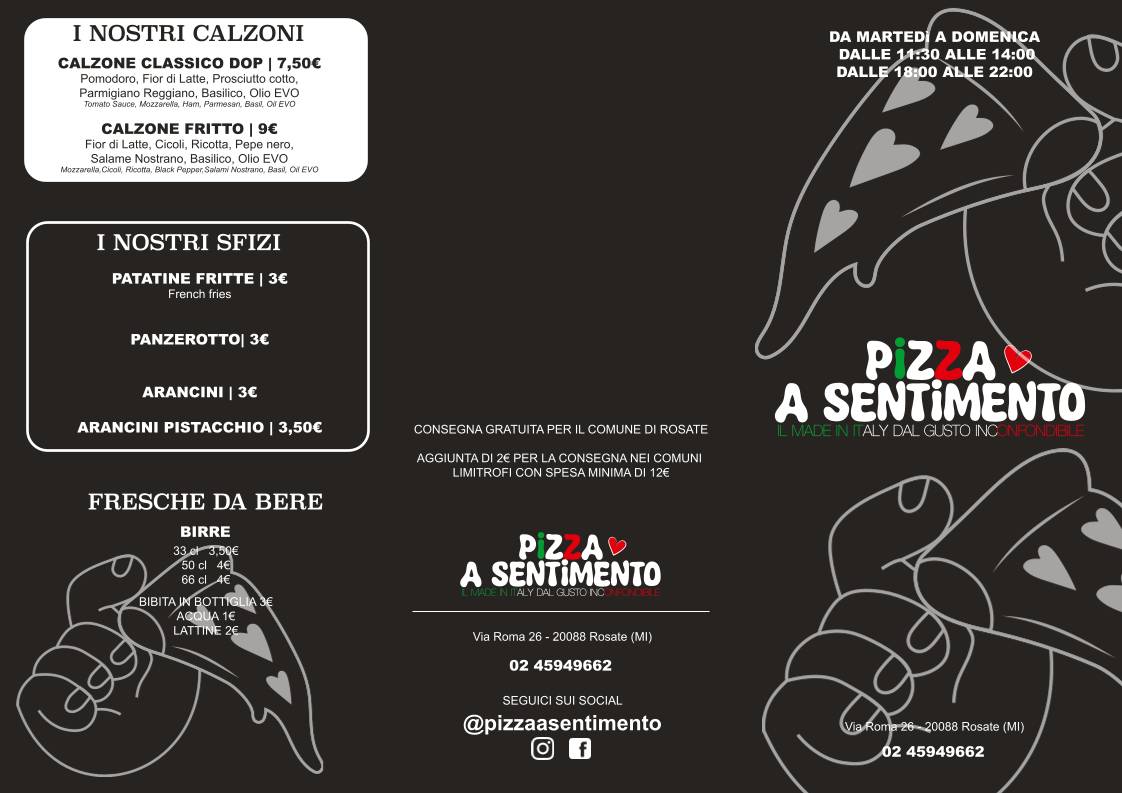 Pizza a sentimento меню