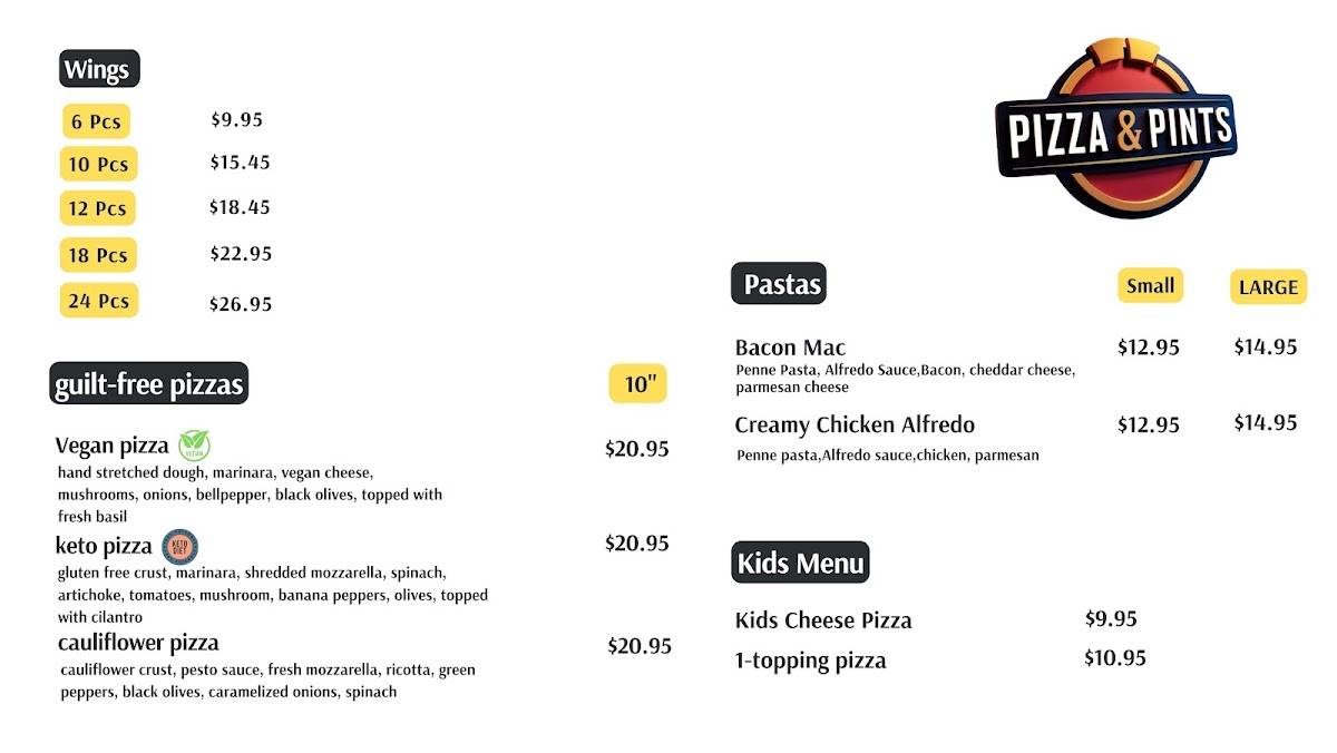 Pizza & Pints меню