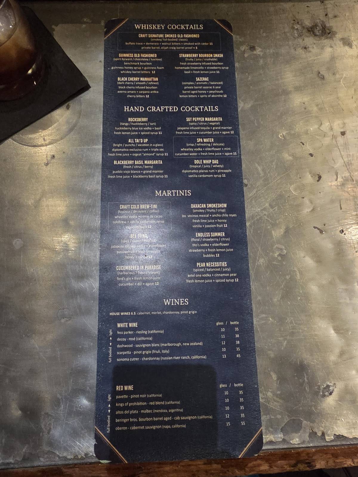 Craft Street Kitchen меню
