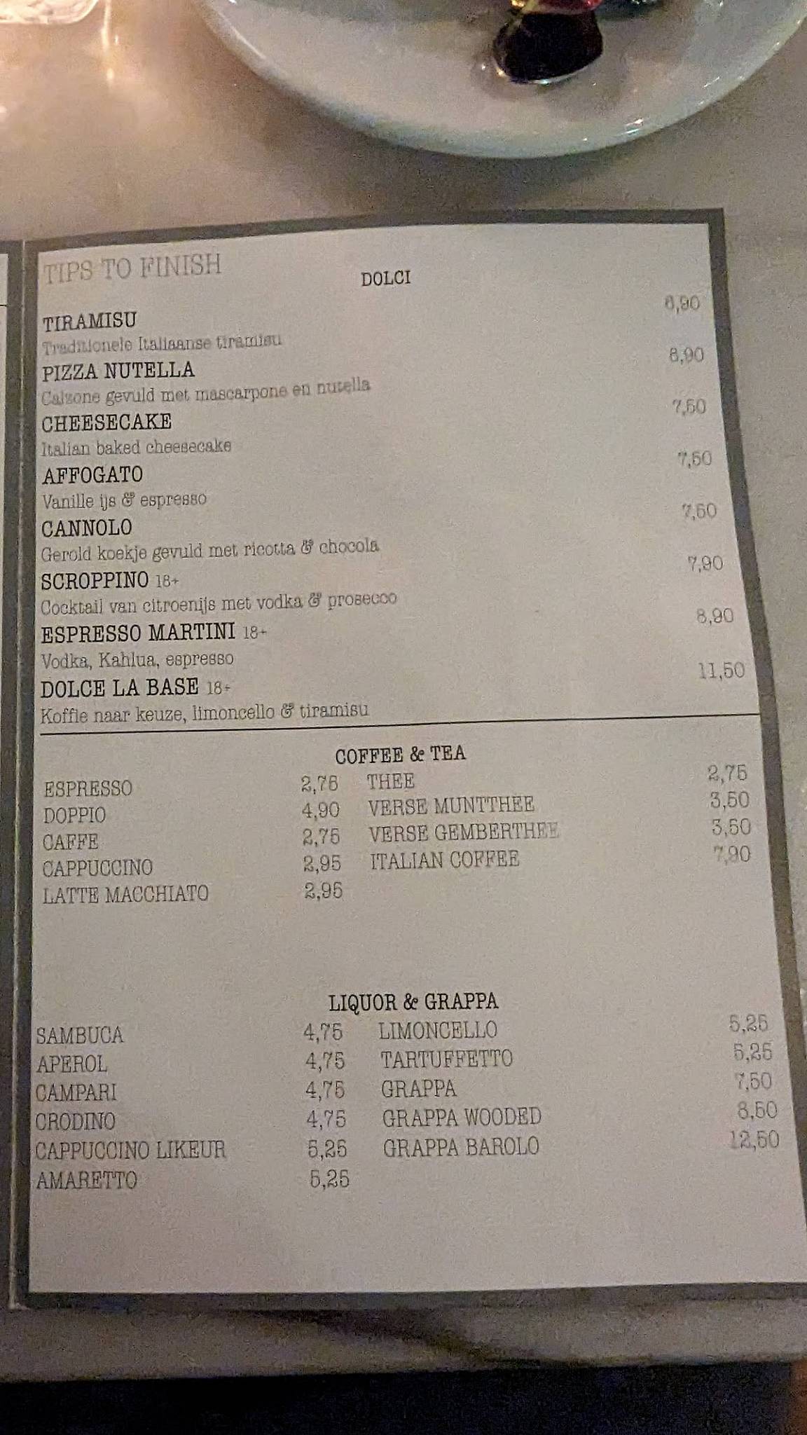 La Base Pizza меню