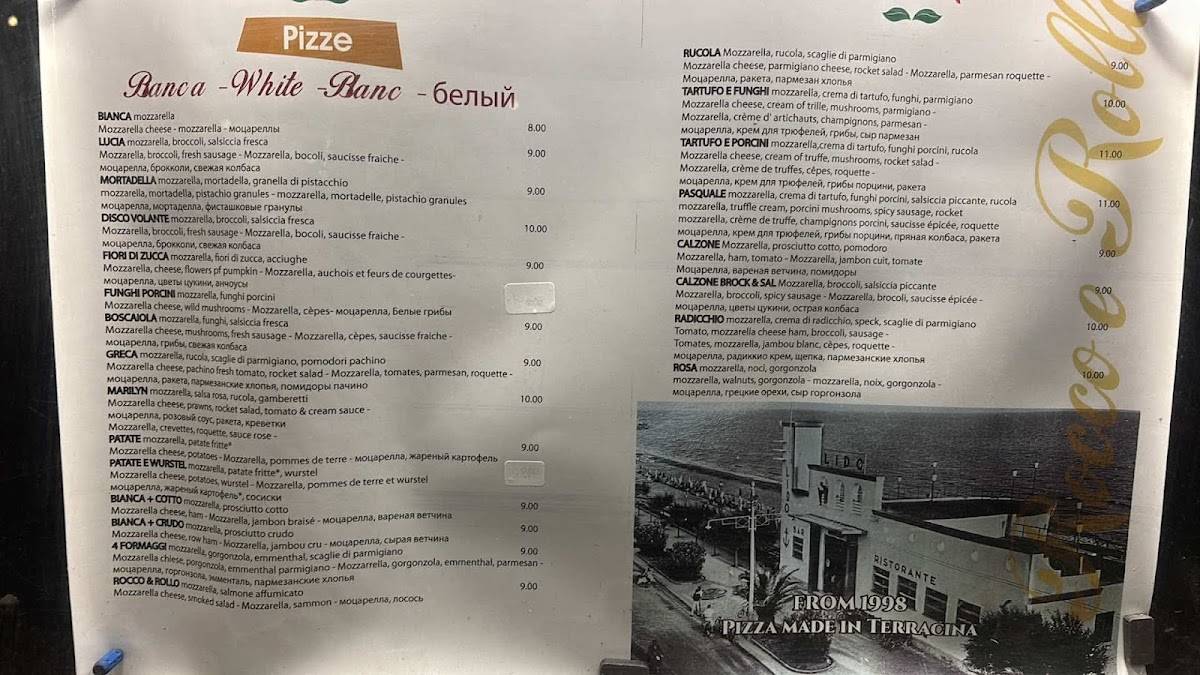 Pizzeria Rocco e Rollo Terracina меню