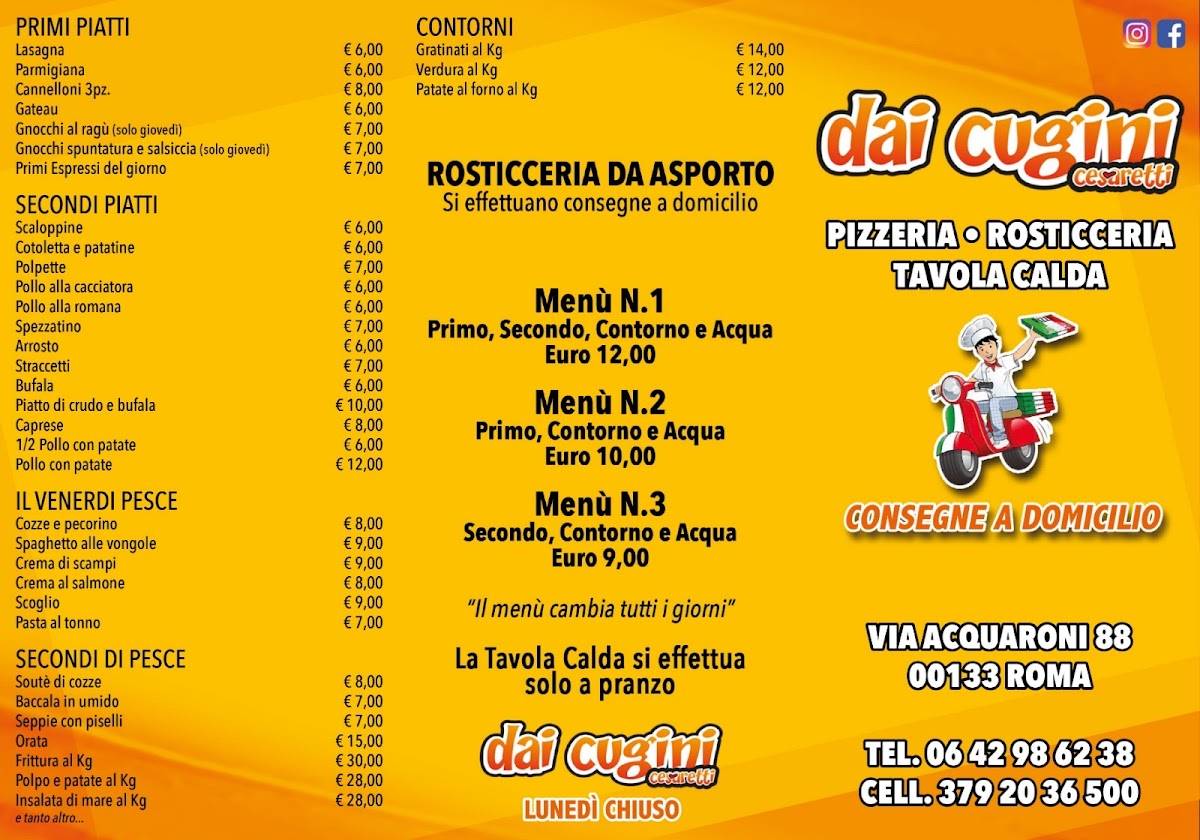 Pizzeria dai cugini меню