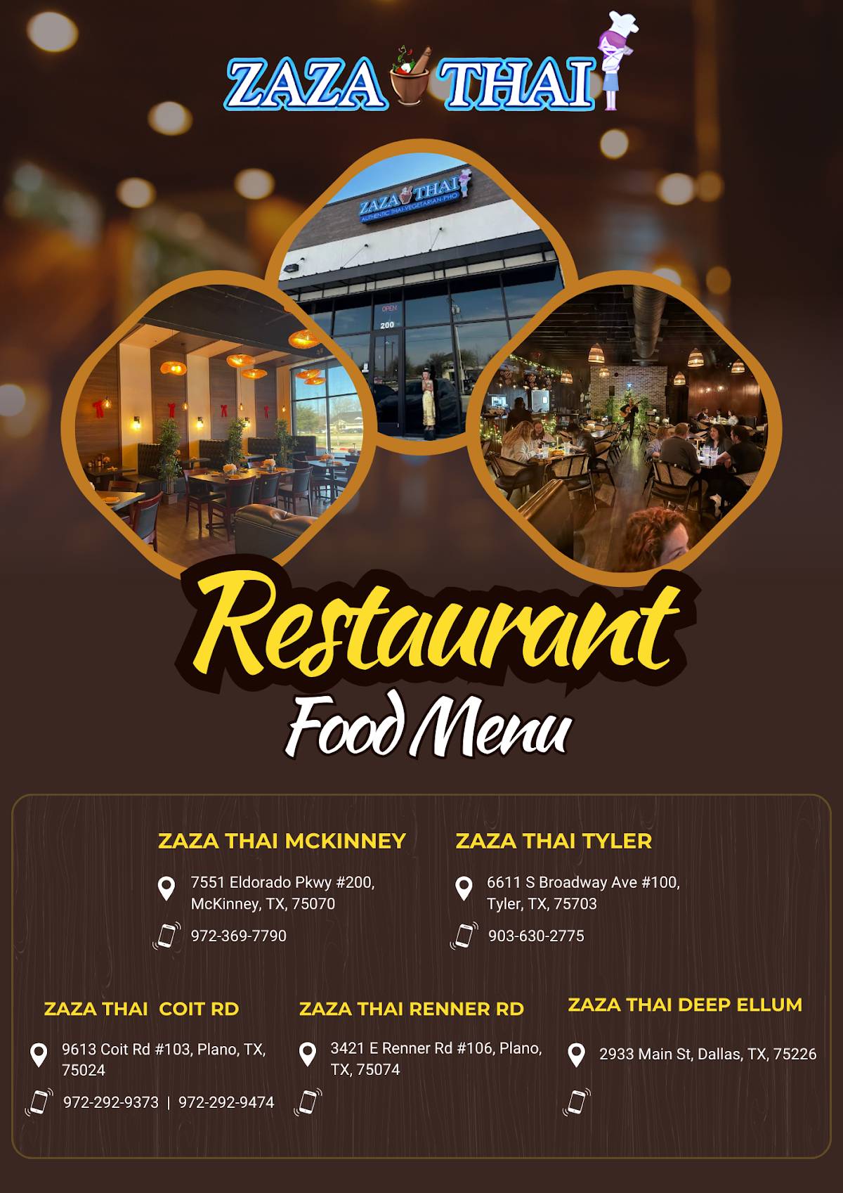 ZAZA THAI RENNER меню