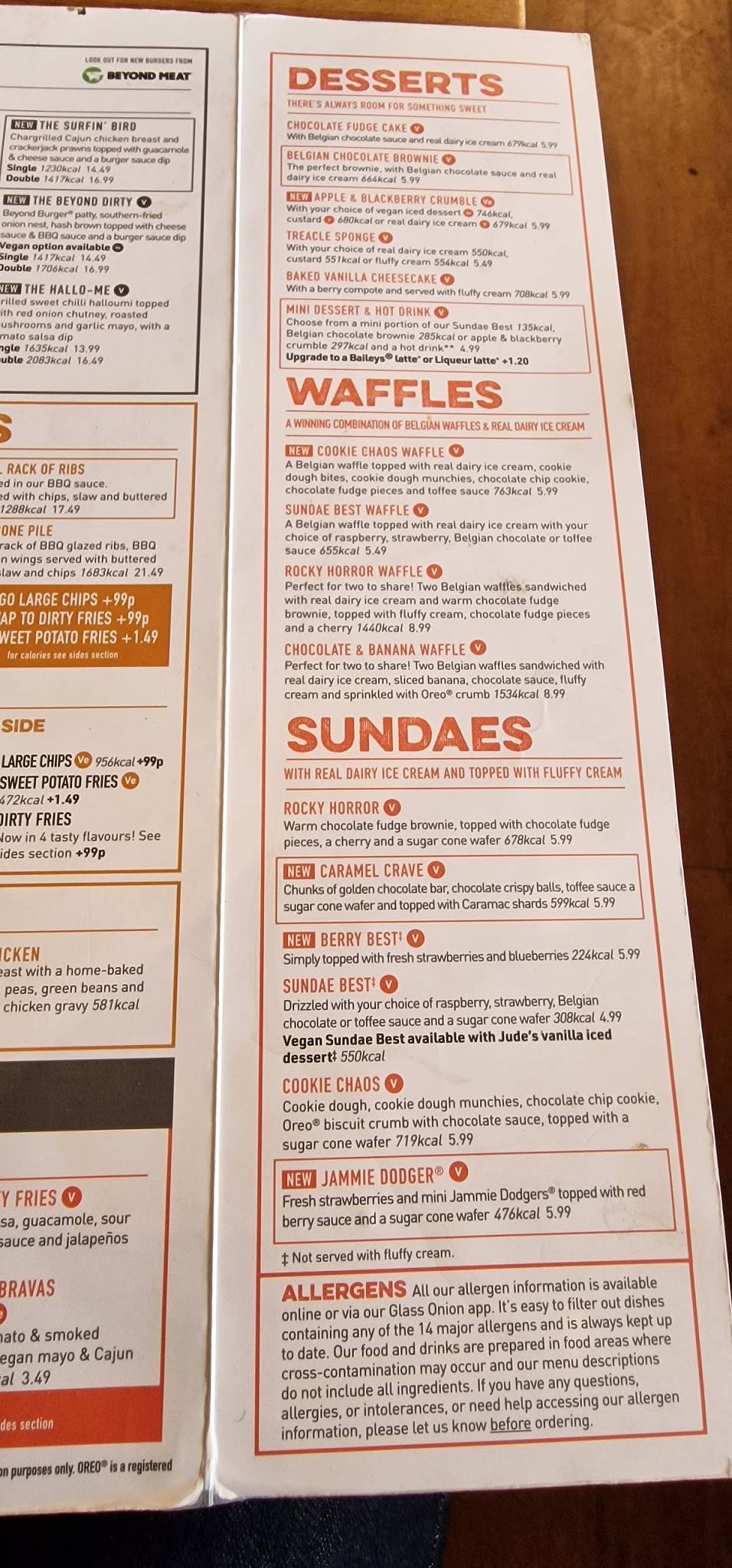 Harvester Horse & Groom Polegate меню