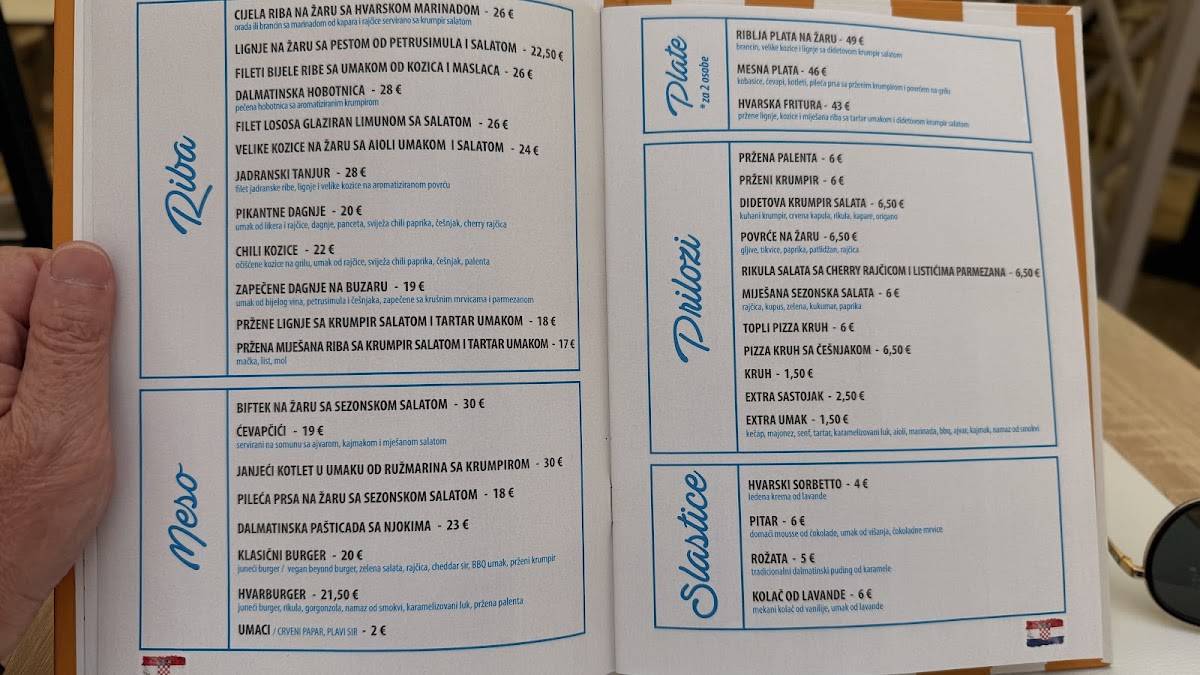 Pošteni Restaurant - Hvar меню