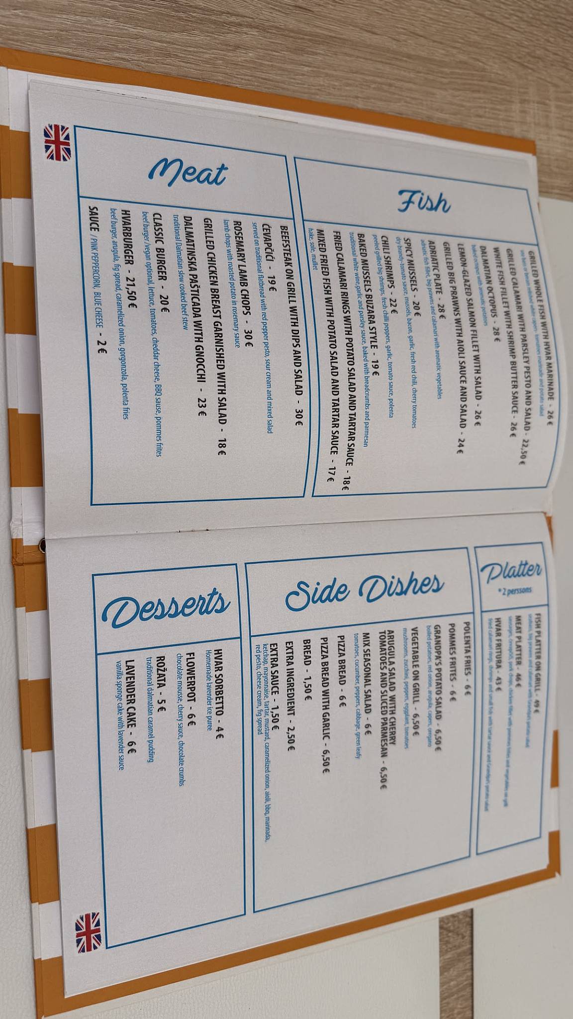 Pošteni Restaurant - Hvar меню
